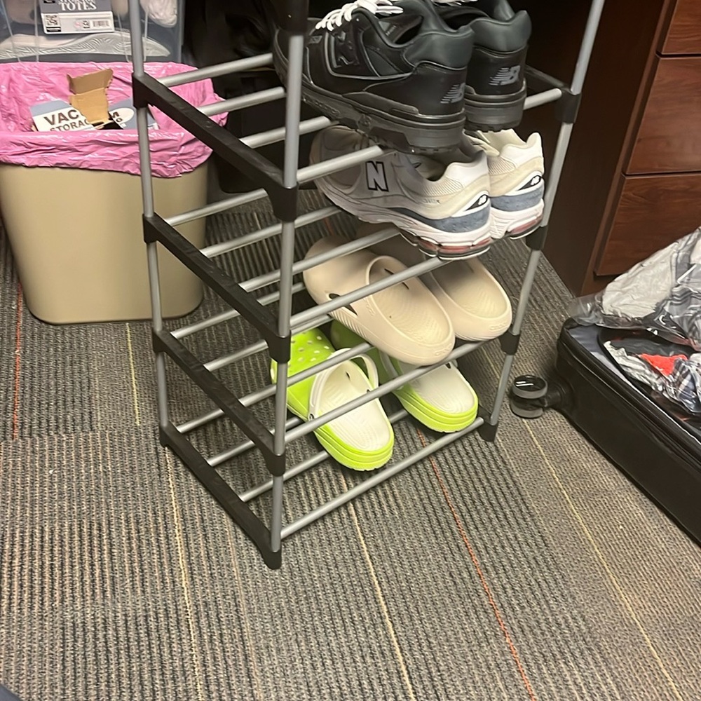 Black and Silver Shoe Rack